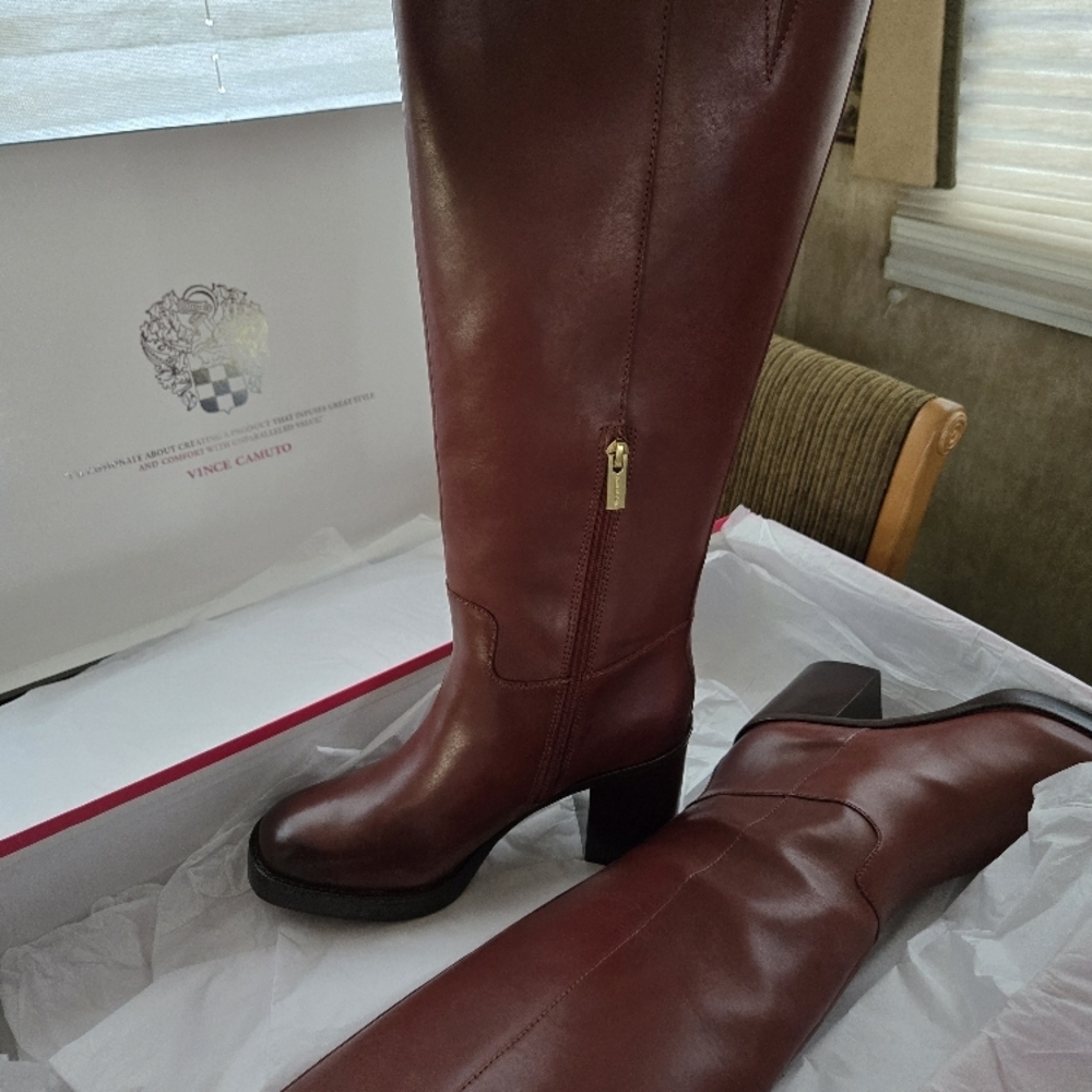 Vince Camuto Brown Leather Knee-High Boots